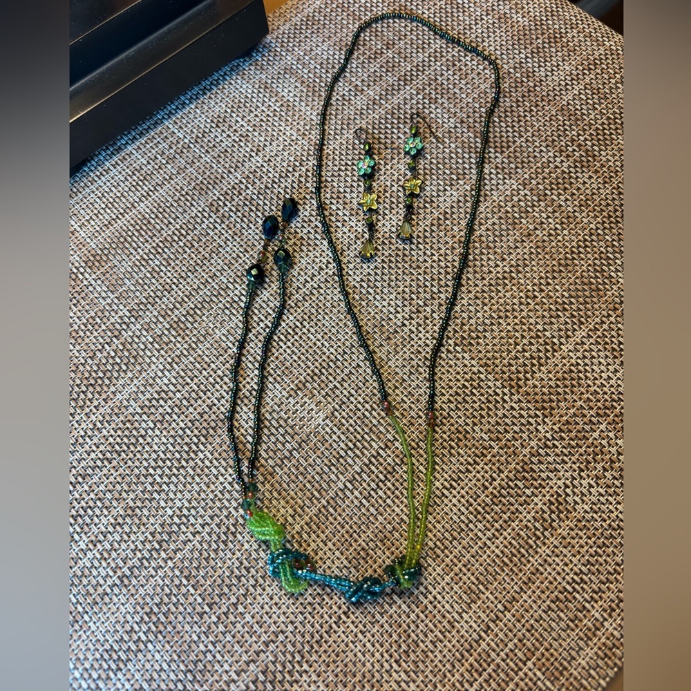 J. Jill Green and Blue Beaded Necklace Set